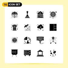 Pack Of 16 Creative Solid Glyphs Of