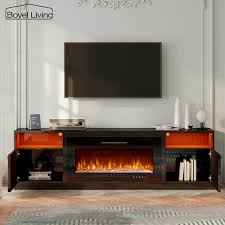 71 In W Black Tv Stand With Fan Forced Electric Fireplace