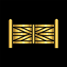 Gold Color Fence Icon Vector Template