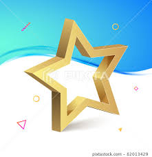 Golden 3d Star Isolated Object Medal
