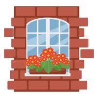 Brick Wall Window Vector Art Icons