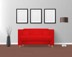 Vector 3d Realistic Render Red Sofa