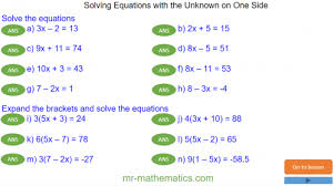 Solving Equations Mr Mathematics Com