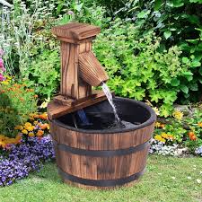 Outsunny Garden Wood Barrel Pump Patio