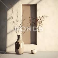 Beige Stucco Wall And Glass Vase