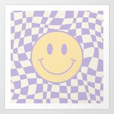 Smiley Wavy Checked Art Print By Little