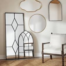 Home Decorators Collection Large Arched Black Windowpane Classic Accent Mirror 43x24 Black