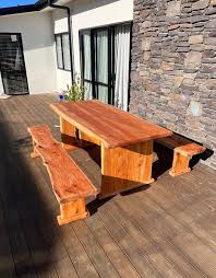 Wooden Outdoor Table With Bench