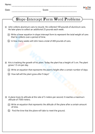 Slope Intercept Form Worksheet
