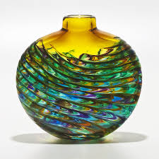 Optic Rib Flat Vase By Michael Trimpol