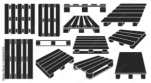 Wooden Pallet Vector Black Set Icon