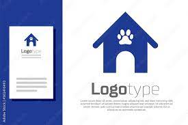 Blue Dog House And Paw Print Pet Icon