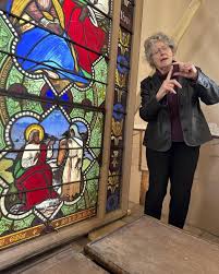 Stained Glass Window Shows Christ