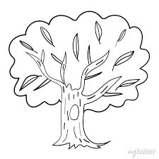 Cartoon Doodle Hand Drawn Tree Isolated