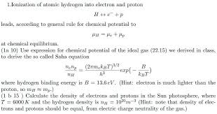 Solved Ionization Of Atomic Hydrogen