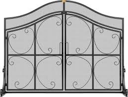 Vivohome 43 3 X 34 Inch Wrought Iron Fireplace Screen Black