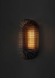 Metal Grid And Blown Glass Wall Sconce