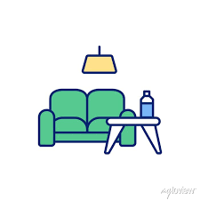 Living Room Rgb Color Icon Sitting