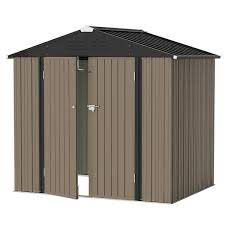 Patiowell 8 Ft W X 6 Ft D Outdoor Storage Brown Metal Shed With Sloping Roof 45 Sq Ft