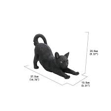 Black Cat Stretching Garden Statue
