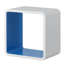 Cube Wall Shelf White And Blue Homebase