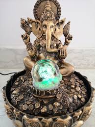 Golden Ganesh With Led Ball Light