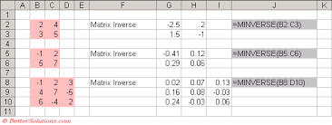 Excel Matrix Functions