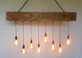 wood chandelier light from hand hewn