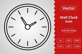 Vector Wall Clock Outline Icon Design