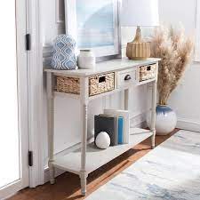 3 Drawer Rustic Gray Wood Console Table