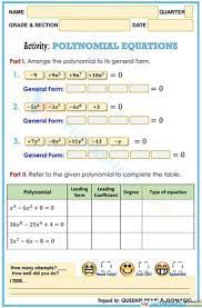 Polynomial Equations Worksheet