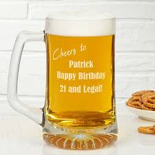 Personalized Glass Birthday Beer Mug