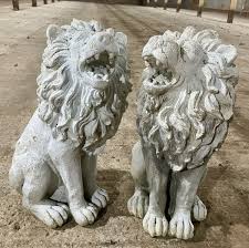 Lion White Garden Statues Lawn