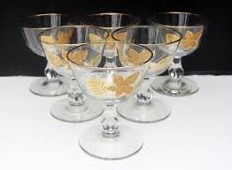 Vintage Libbey Glass Gold Leaves