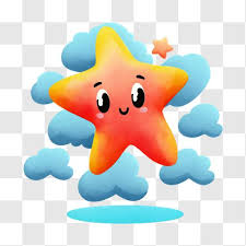 Colorful Cartoon Star In The Sky