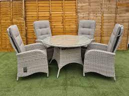 Rattan Dining Set 4 Reclining Chairs