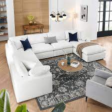 Modway Commix Down Filled Overstuffed 7 Piece Sectional Sofa Pure White