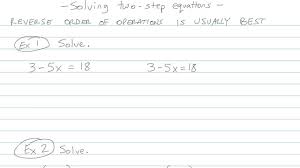 Solving Two Step Equations Math