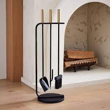 Willow Matte Black Gold Fireplace Tools
