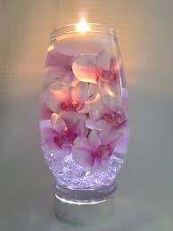 Pink Orchids Float In A 10 Inch Glass