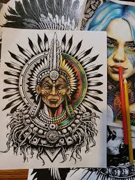 Female Aztec R Coloring Page