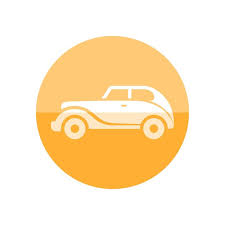 Vintage Car Icon In Flat Color Circle