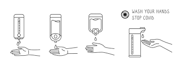 Line Hands Washing Sanitizer Wall