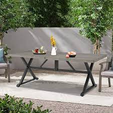 Rectangular Metal Outdoor Dining Table With 2 In Umbrella Hole