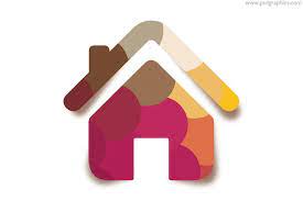 Pink Color Flat Home Icon With Shadow
