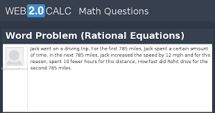 Word Problem Rational Equations