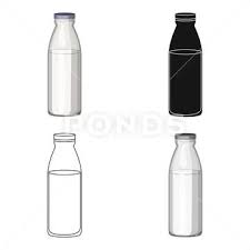 Glass Milk Bottle Icon In Cartoon Style