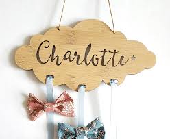 Cloud Personalised Bow Hair Clip Holder