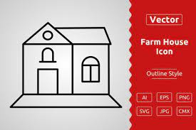 Vector Farm House Outline Icon Design