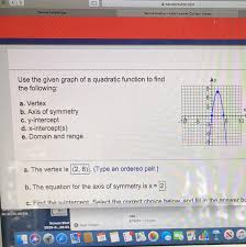 Use The Graph Of A Quadratic Function